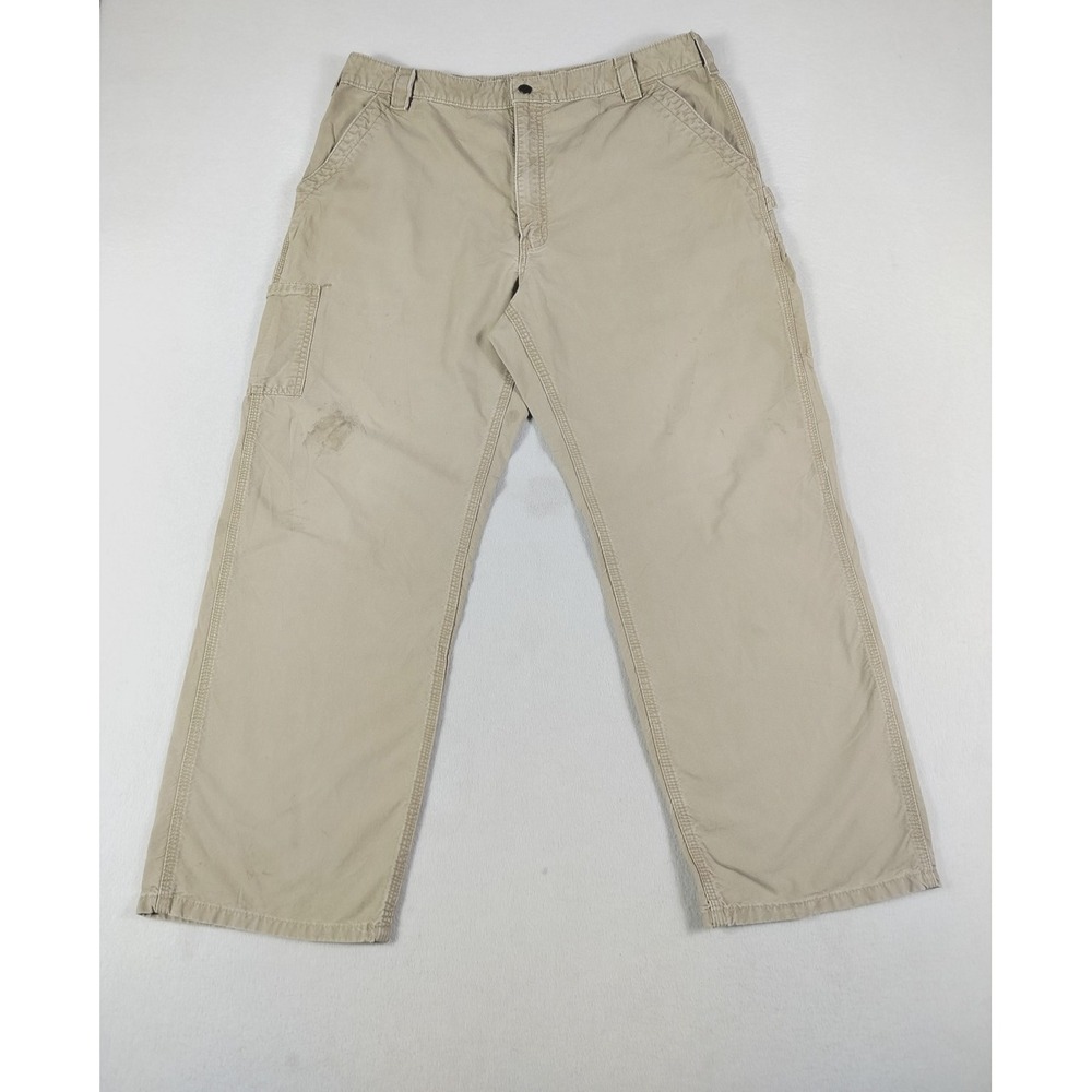 Carhartt Dungarees Pants Mens 38 Khaki Loose Original Fit Carpenter Work‎ Canvas